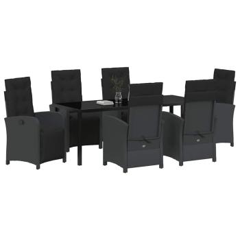 Garten Essgruppe 7 stk. Schwarz Poly-Rattan