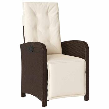 9-teiliges Garten Esszimmer Set mit Kissen Braun Poly Rattan, Gartentisch Schwarz 200x80x73 cm Tempered Glass