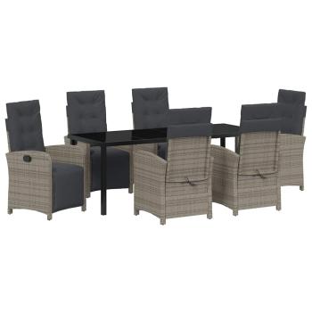 Garten Essgruppe mit Kissen 7 pcs Grau Poly-Rattan