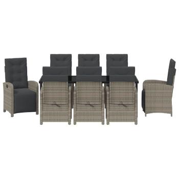 Garten Essgruppe mit Kissen 9 pcs Grau Poly-Rattan