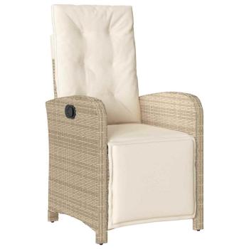 7-teiliges Gartenessset mit Kissen Beige Poly Rattan, Gartentisch Schwarz 160x80x73 cm aus Einscheibensicherheitsglas