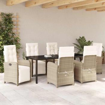 Garten Essgruppe 7 stk. Beige Poly-Rattan