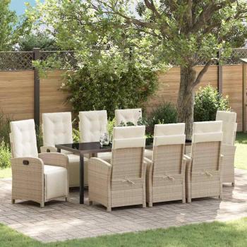ARDEBO.de - Garten Essgruppe 9 stk. Beige Poly-Rattan