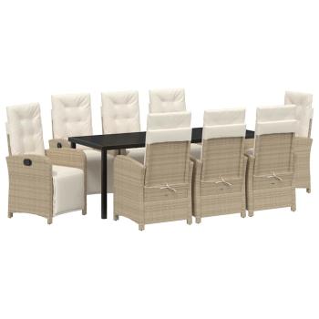 Garten Essgruppe 9 stk. Beige Poly-Rattan