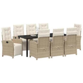 Garten Essgruppe 9 stk. Beige Poly-Rattan