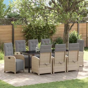 ARDEBO.de - Garten Essgruppe 9 stk. Beige Poly-Rattan
