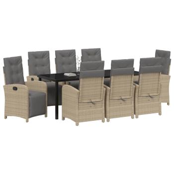 Garten Essgruppe 9 stk. Beige Poly-Rattan