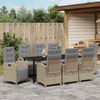 Garten Essgruppe 9 stk. Beige Poly-Rattan