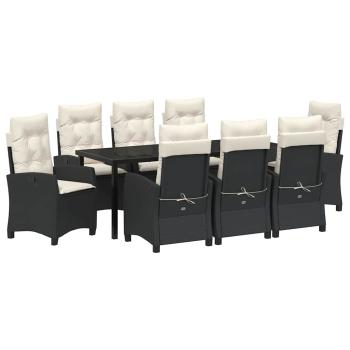 Garten Essgruppe 9 stk. Schwarz Poly-Rattan