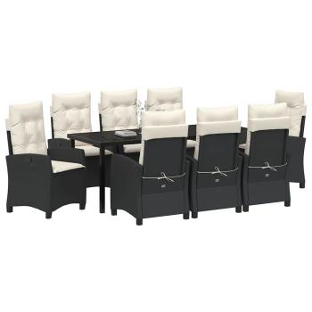 Garten Essgruppe 9 stk. Schwarz Poly-Rattan