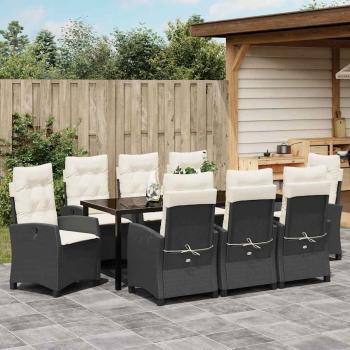 Garten Essgruppe 9 stk. Schwarz Poly-Rattan