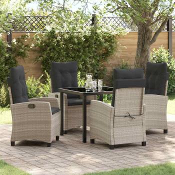 ARDEBO.de - 5-teiliges Garten-Dining-Set mit Kissen in Hellgrau aus Poly-Rattan