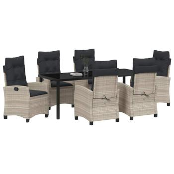Garten Essgruppe 7 stk. Hellgrau Poly-Rattan