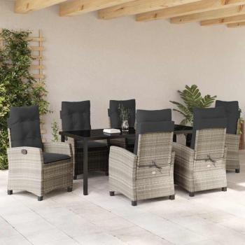 Garten Essgruppe 7 stk. Hellgrau Poly-Rattan
