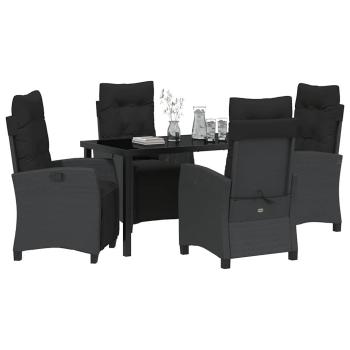 5-teiliges Garten-Dining-Set Schwarz Poly-Rattan