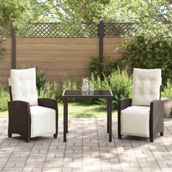 3-teiliges Garten-Ess-Set Braun Poly-Rattan
