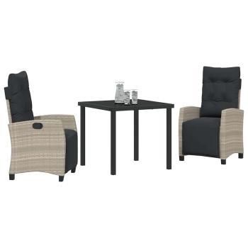 3-teiliges Garten-Essset Hellgrau Poly-Rattan