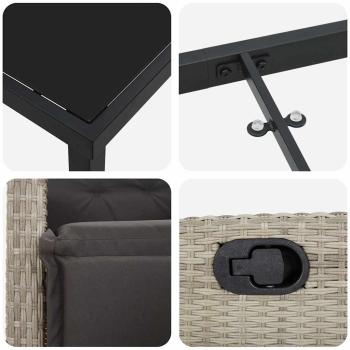3-teiliges Garten-Essset Hellgrau Poly-Rattan