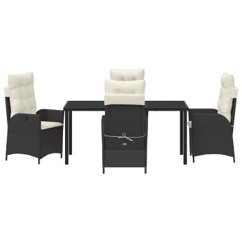 5-teiliges Garten-Dining-Set mit Kissen Schwarz Poly-Rattan