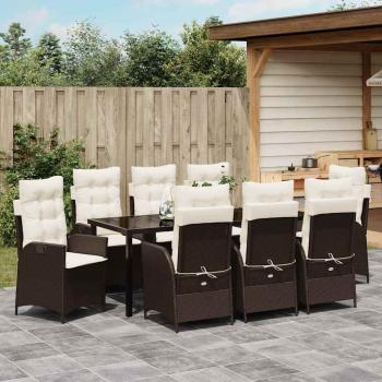 Garten Essgruppe 9 stk. Braun Poly-Rattan