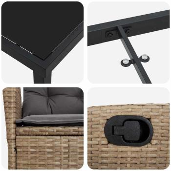 7-teiliges Garten-Diningset mit Kissen Beige Poly-Rattan