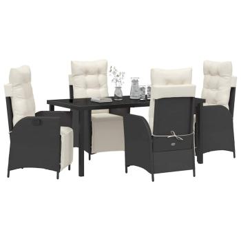 5-teiliges Garten-Dining-Set Schwarz Poly-Rattan