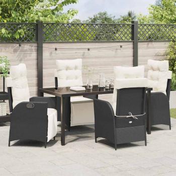 5-teiliges Garten-Dining-Set Schwarz Poly-Rattan