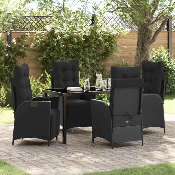 ARDEBO.de - 5-teiliges Gartentisch-Set - Schwarz, Poly-Rattan