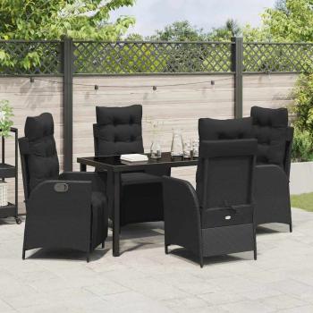 5-teiliges Gartentisch-Set - Schwarz, Poly-Rattan