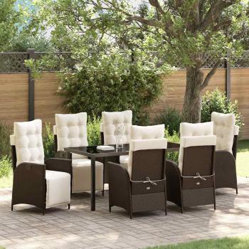 ARDEBO.de - 7-teiliges Garten-Essensemble Braun Poly-Rattan