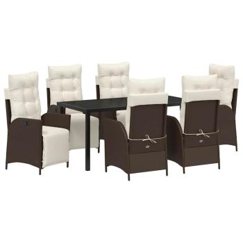 7-teiliges Garten-Essensemble Braun Poly-Rattan