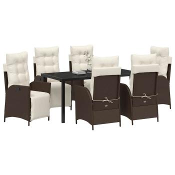 7-teiliges Garten-Essensemble Braun Poly-Rattan
