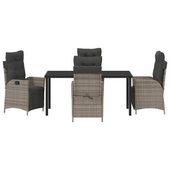 5-teiliges Set für Garten-Essbereich Grau Poly Rattan