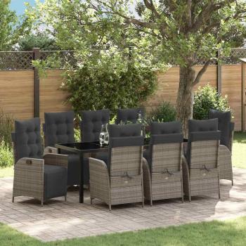 ARDEBO.de - Garten Essgruppe 9 stk. Grau Poly-Rattan