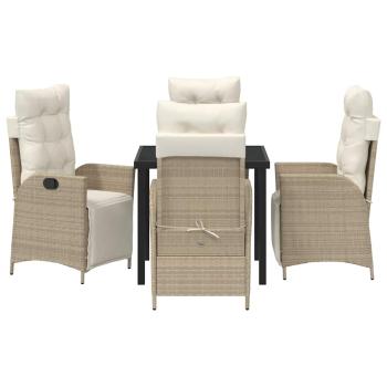 5-teiliges Garten-Ess-Set in Beige aus Poly Rattan