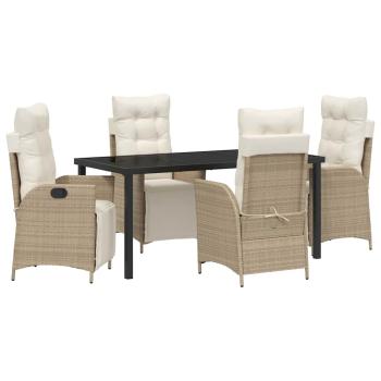 5-teiliges Garten-Esszimmer-Set Beige Poly-Rattan