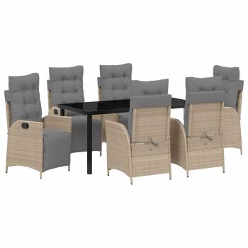 7-teiliges Garten-Esszimmer-Set Beige Poly Rattan