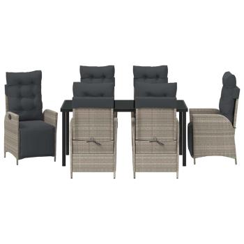 7-teiliges Garten Esszimmer Set hellgrau Poly-Rattan