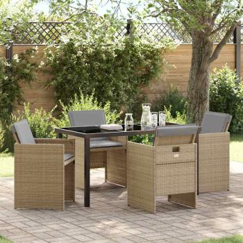 ARDEBO.de - Garten Essgruppe 5 stk. Beige Poly-Rattan