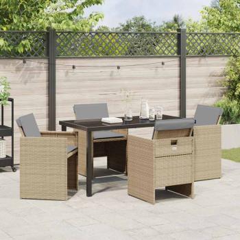 Garten Essgruppe 5 stk. Beige Poly-Rattan