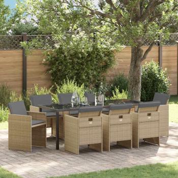 ARDEBO.de - Garten Essgruppe 9 stk. Beige Poly-Rattan