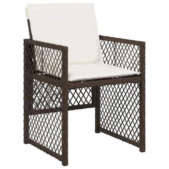 5-teiliges Garten Esstisch Set mit Kissen Braun Poly Rattan, Gartentisch Schwarz 80x80x73 cm Sicherheitsglas