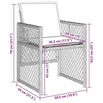 9-teiliges Garten-Essset mit Polstern Beige Poly Rattan, Gartentisch Schwarz 200x80x73 cm Tempered Glass