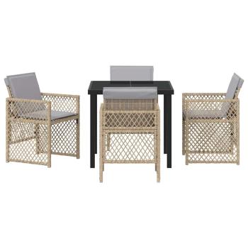 Garten Essgruppe 5 Stk. Beige Poly-Rattan