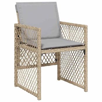 5-teiliges Garten-Essgruppen-Set mit Polsterung Beige Poly-Rattan, Gartentisch Schwarz 160x80x73 cm Temperglas