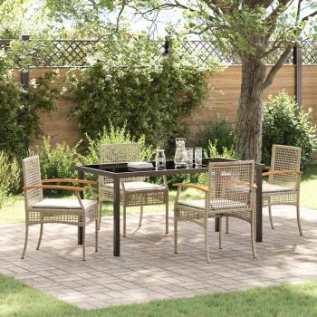 ARDEBO.de - 5-teiliges Garten-Essset mit Kissen Beige Poly Rattan