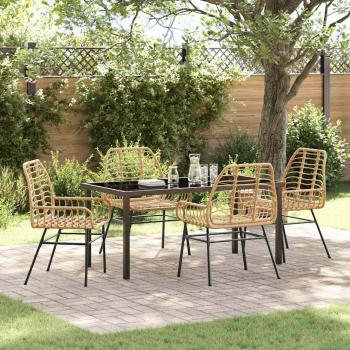 ARDEBO.de - 5-teiliges Garten-Ess-Set Braun Poly Rattan