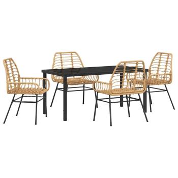 5-teiliges Garten-Ess-Set Braun Poly Rattan