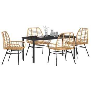 5-teiliges Garten-Ess-Set Braun Poly Rattan