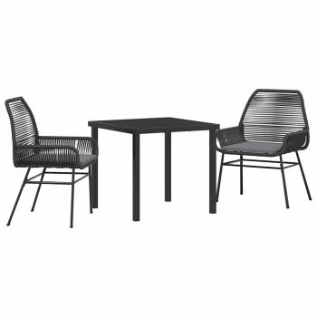 3-teiliges Garten-Dining-Set mit Polstern Schwarz Poly-Rattan